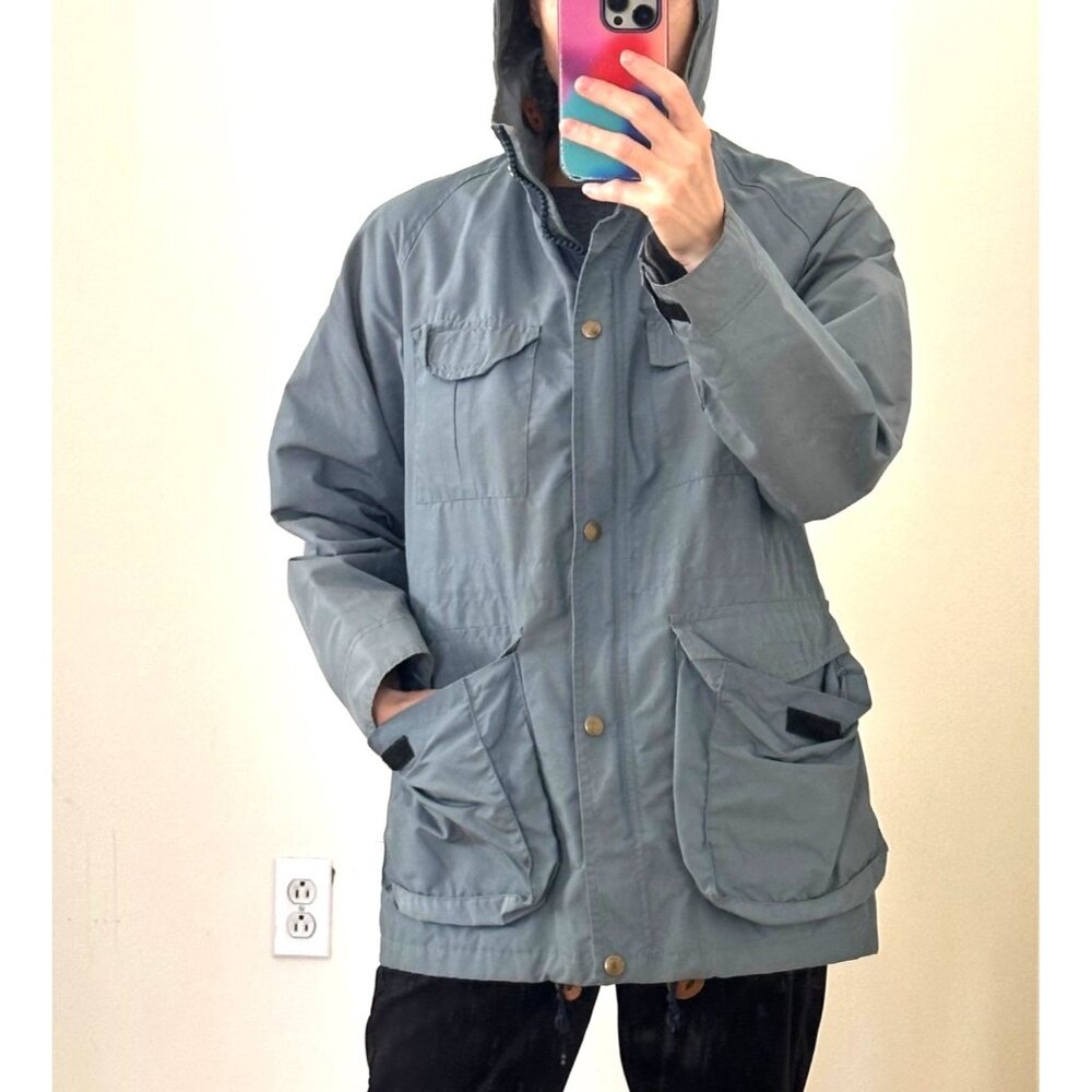 Vintage 60s/70s Zero King Slate Gray Hooded Rain Jacket Sz 10